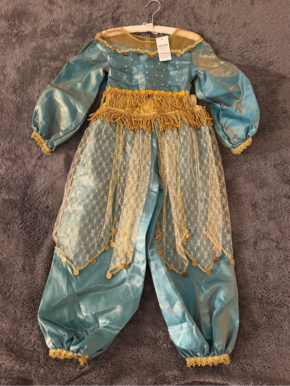 Disney Jasmine Costume Outfit Blue/Gold Size S (5/6) Disney
